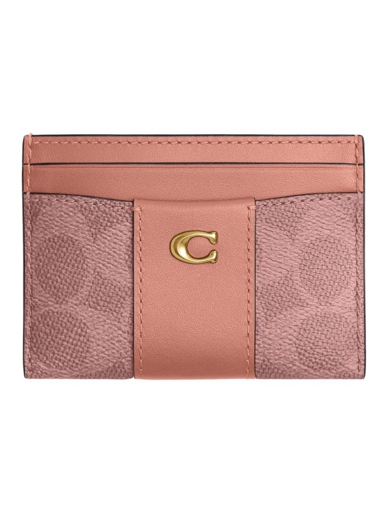 New Coach Essential Card Case Wallet In Melon Pink